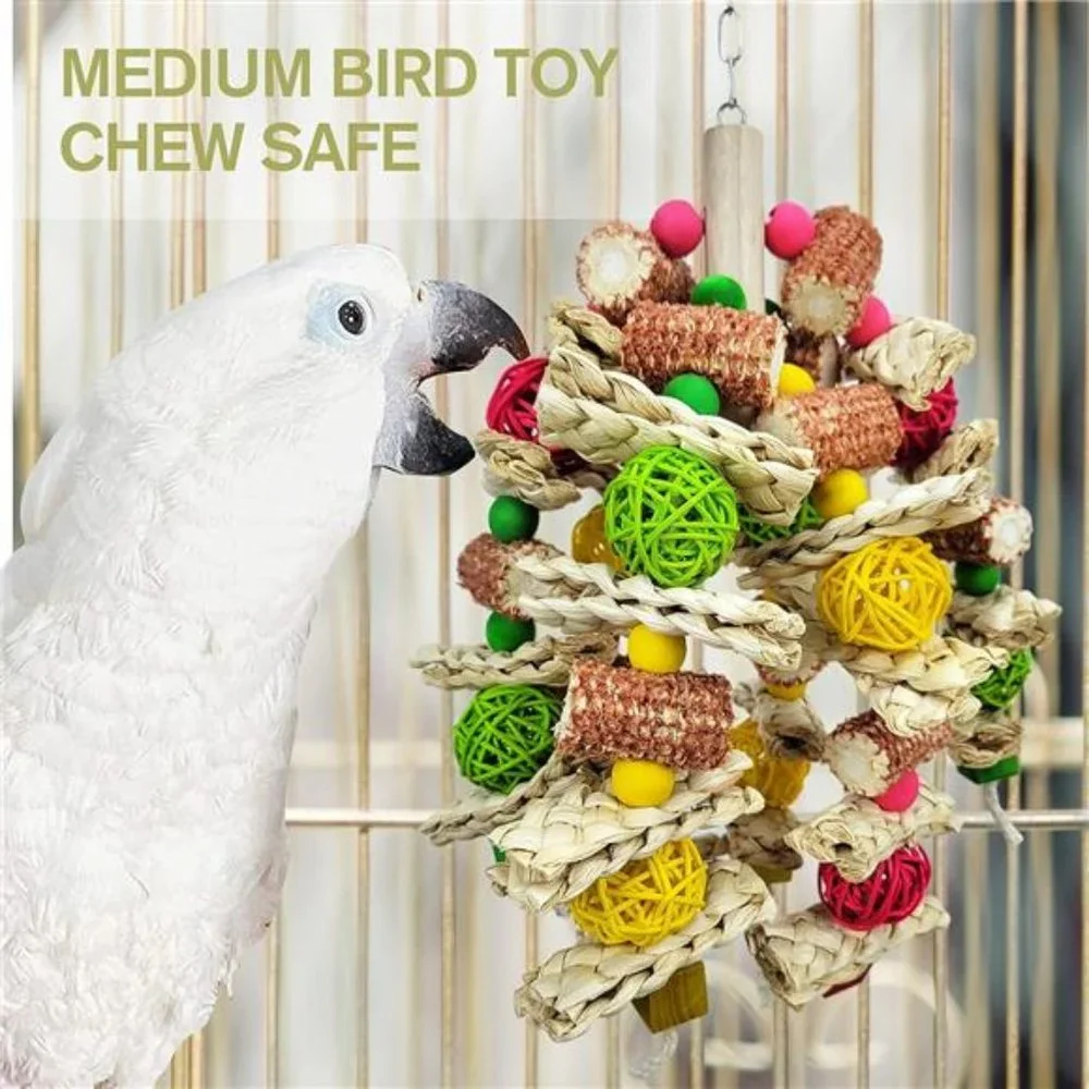 Parrot Toys, Natural Corn cob Bird chew Toys for Small and Medium-Sized Macaws